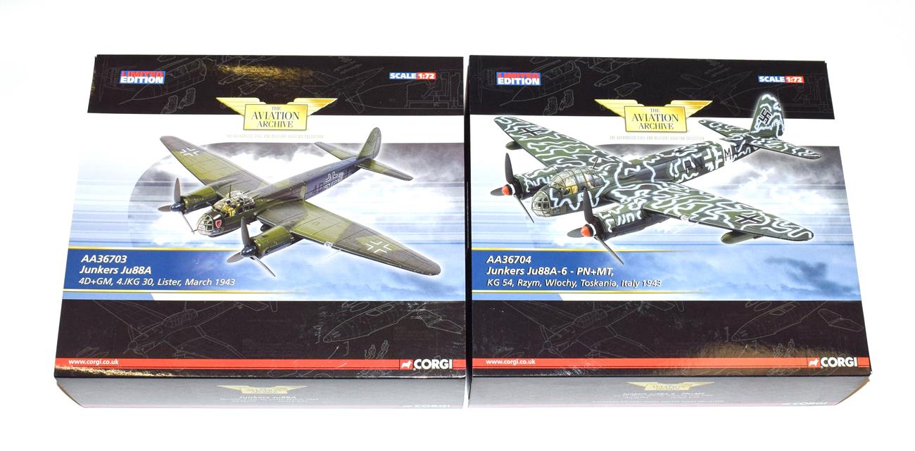 Corgi Aviation Archive 1:72 Scale Two Junkers Ju88s AA36703 Lister March 1943 and AA36704 Toskania