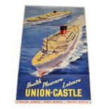 Advertising Poster: Union Castle Health-Pleasure-Leisure by Johnston 24x39'', 63x100cm (G-E)