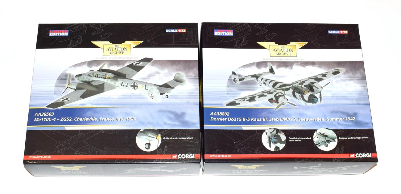 Corgi Aviation Archive 1:72 Scale Two Luftwaffe Aircraft AA38503 Me 110C-4 and AA38802 Dornier Do215