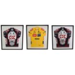 Tour De France 2007 Signed Shirts two Skoda Nobili CSC shirts bearing various signatures together