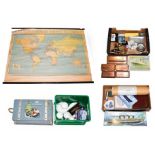 Shipping Mixed Group including North German Lloyd Bremen map, Cunard engine room log, table mat