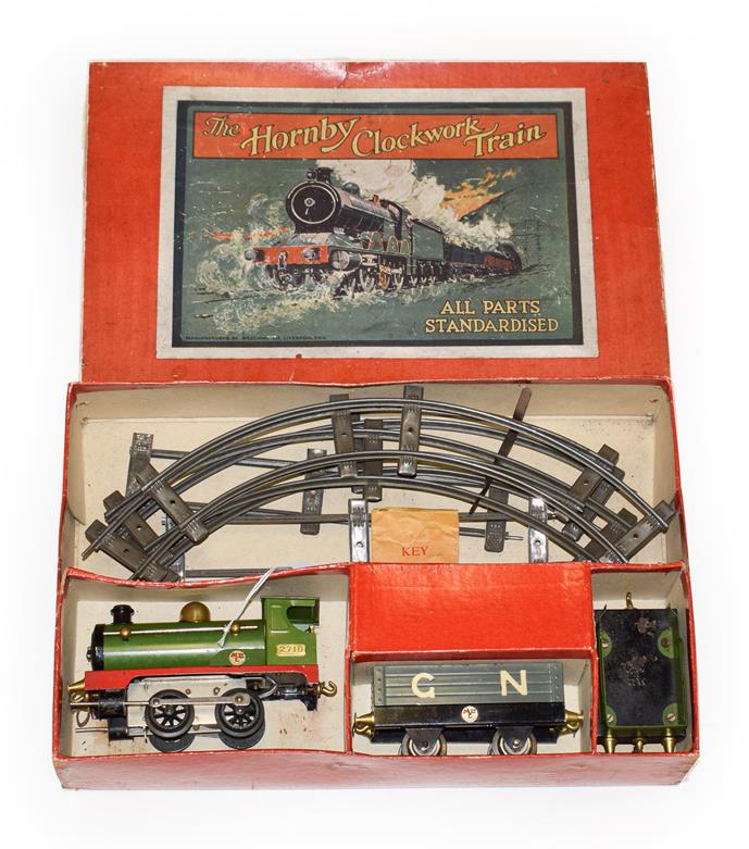Hornby O Gauge Great Northern Train Set (1920/21) consisting of c/w 0-4-0 locomotive 2710 green with