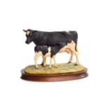 Border Fine Arts 'Friesian Cow And Calf' (Style One), model No. L34 by Ray Ayres, limited edition