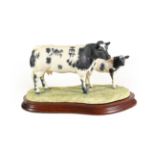 Border Fine Arts 'Belgain Blue Cow and Calf' (Style One), model No. B0590 by Ray Ayres, limited