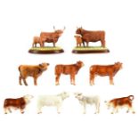 Border Fine Arts Highland Cattle Groups and BFA Pottery Company Cattle; together with a Beswick