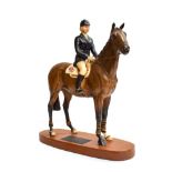 Beswick Connoisseur Horse 'Psalm - Ann Moore Up', model No. 2535, on wooden plinth