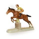 Beswick Girl on Jumping Horse, model No. 939, brown gloss