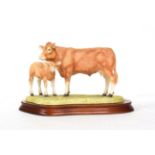 Border Fine Arts 'Blonde D'Aquitaine Cow and Calf', model No. B0353 by Kirsty Armstrong, limited