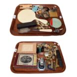 A box of collectable's including a Ronson table lighter, George Butler cutthroat razor, military