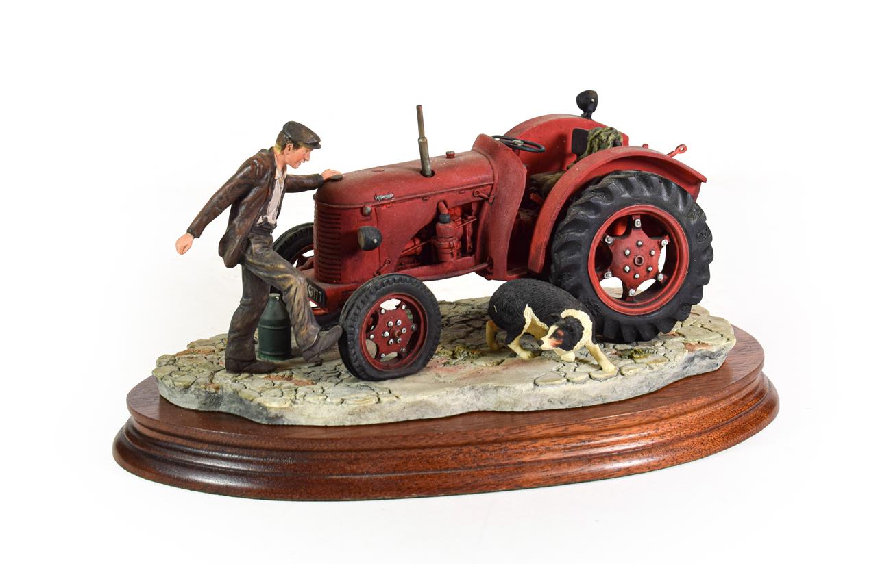 Border Fine Arts 'Kick Start' (David Brown Cropmaster Tarctor, Farmer and Collie), model No. B0541