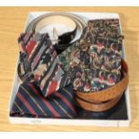 Assorted costume accessories, comprising a Burberry silk scarf 'The Burberry Diary' (in original