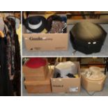 Assorted ladies costume and accessories including a brown and white speckled goat fur coat, Frank