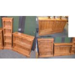 A group of five modern pine open bookcases of various sizes (5). Bookcase one: 92cm by 30cm by 117cm