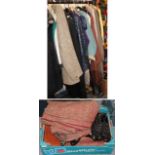 A quantity of assorted costume, including gents jacket and overcoats, white evening jackets, a