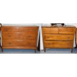 A continental three height chest of drawers, 116cms by 48cms by 104cms, together with another