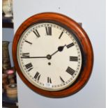 A mahogany single fusee wall clock