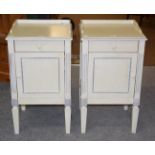 A pair of modern painted bedside cupboards 40cm square by 73cm