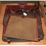 A Mulberry leather briefcase with detachable shoulder strap, brass fittings and buckles to the