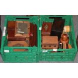 A collection of 19th and 20th century wooden boxes, tea caddies etc (two boxes)