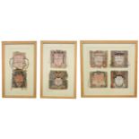 A collection of eight Chinese paper masks, probably 19th century, emperors and dignitaries hand