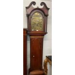 A George III oak cased eight-day longcase clock, with brass arched top dial, 259cm