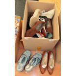 Assorted circa 1940's and later ladies shoes including pair of North British century black rubber