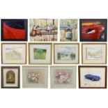 A mixed lot of car related posters and prints, naval prints, landscape prints and to include a