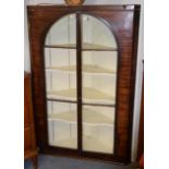 A large 19th century glazed mahogany hanging corner cupboard with painted shelved interior (a.f.)
