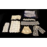 Assorted Early 20th Century Lace, including a pair of Honiton lace cuffs and a collar; drawn