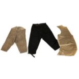 Gentlemen's 18th Century and Later Costume, comprising a pair of uncut velvet breeches woven with