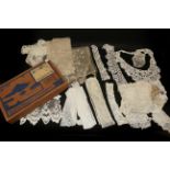 Assorted Early 20th Century Lace, comprising pair of cuffs, white flounce appliqued with floral