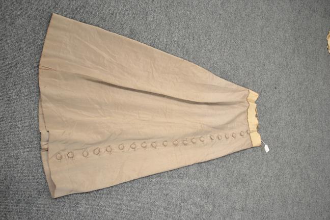 Circa 1900 and Later Ladies' Costume, comprising a cream and brown grosgrain type suit, with multi- - Image 8 of 30