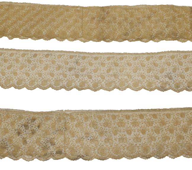 Late 19th Century Gilt Metal Lace Flounce, 208cm by 20cm and two other Matching Flounces, 416cm by