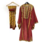 Early 20th Century Pink Velvet Eastern Robe, with decorative appliquéd gold trims and stylised