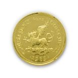 Wales, 1989 ''Welsh Gold'' Sovereign Medal. 7.75g of 22ct (.916) gold. Obv: Welsh dragon, 1989