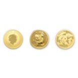 China, 2 x Gold Panda Coins consisting of: 1996 gold 5 yuan. 1.55g of 24ct (.999 gold). Obv: