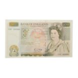 Great Britain, 1988 - 1991 Fifty Pounds, G.M. Gill signature, serial number: C25 826935. Olive green