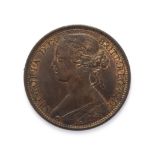 Victoria (1837 - 1901), 1868 Penny. ''Bun head'' type. Obv: 6, Laureate and draped bust left, hair