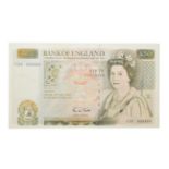 Great Britain, 1988 - 1991 Fifty Pounds, G.M. Gill signature, serial number: C25 826934. Olive green