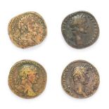 Ancient Rome, 4 x Brass Sestertii Of The ''Adoptive Emperors'' consisting of: Trajan (98 - 117 A.