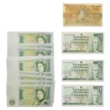 13 x Great Britain One Pound Notes. 1978 - 1984. Deep green on multi colour underprint. Elizabeth II