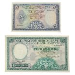 Scotland, 2 x National Commercial Bank of Scotland Five Pounds consisting of: 1959 five pounds,