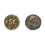 Ancient Rome, 2 x Copper Alloy Coins of Augustus, (27 B.C. - 14 A.D.) consisting of: Augustus, brass