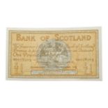 Scotland, Bank of Scotland 1945 One Pound, Lord Elphinstone & J. B. Crawford signatures, Serial