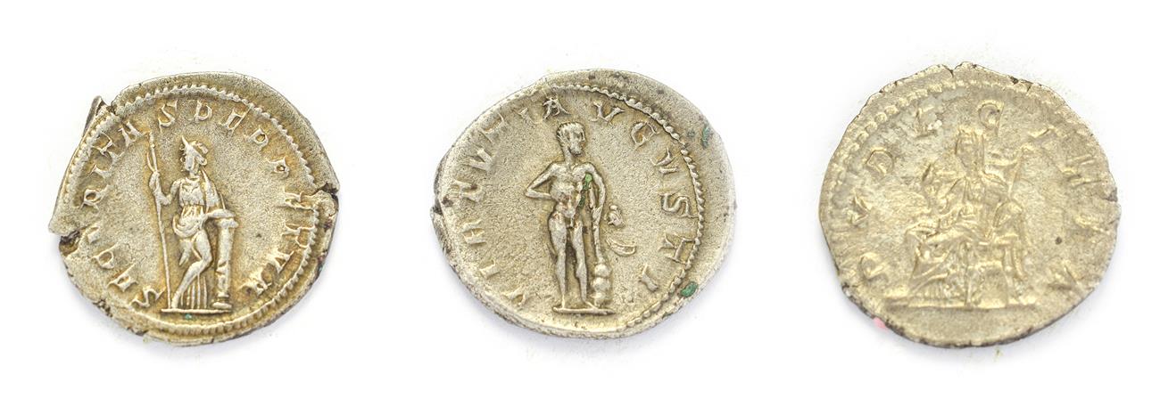 Ancient Rome,3 x Silver Coins consisting of: Gordian III (238 - 244 A.D.), silver antoninaius ( - Image 2 of 2