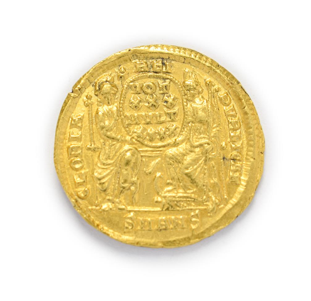 Ancient Rome, Constantius II (337 - 361 A.D.), Gold Solidus. 4.45g, 20.6mm, 5h. Antioch Mint. FL IVL - Image 2 of 2