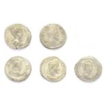 Ancient Rome, 5 x''Severan Dynasty'' Silver Denarii consisting of: Septimius Severus silver denarius