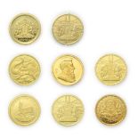 A Collection of 8 x World Gold Proof Coins. Each coin is 0.5g of 14ct (.585) gold and struck to