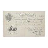 Great Britain, London, 1945 Five Pounds. K. O. Peppiatt signature, serial number: H80 0671796. Thick