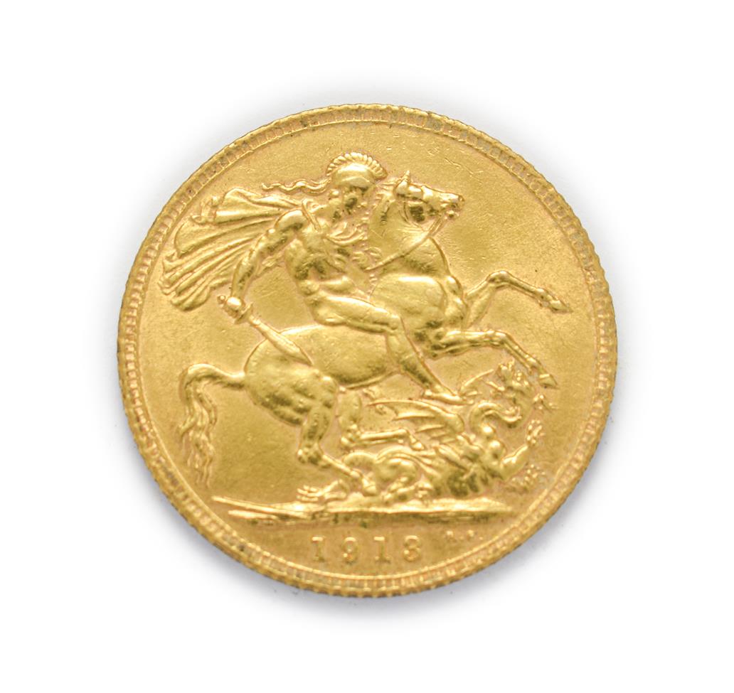 George V (1910 - 1936), 1913 Sovereign. Obv: Bare head of George V left, B.M. below truncation for